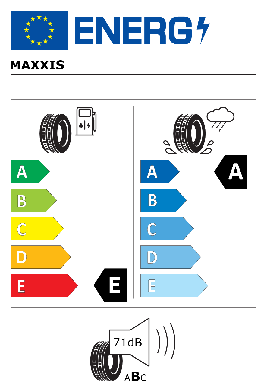 Etichetta energetica per Pneumatico MAXXIS 185/80 R14 102R Vansmart Snow WL2 M+S FR