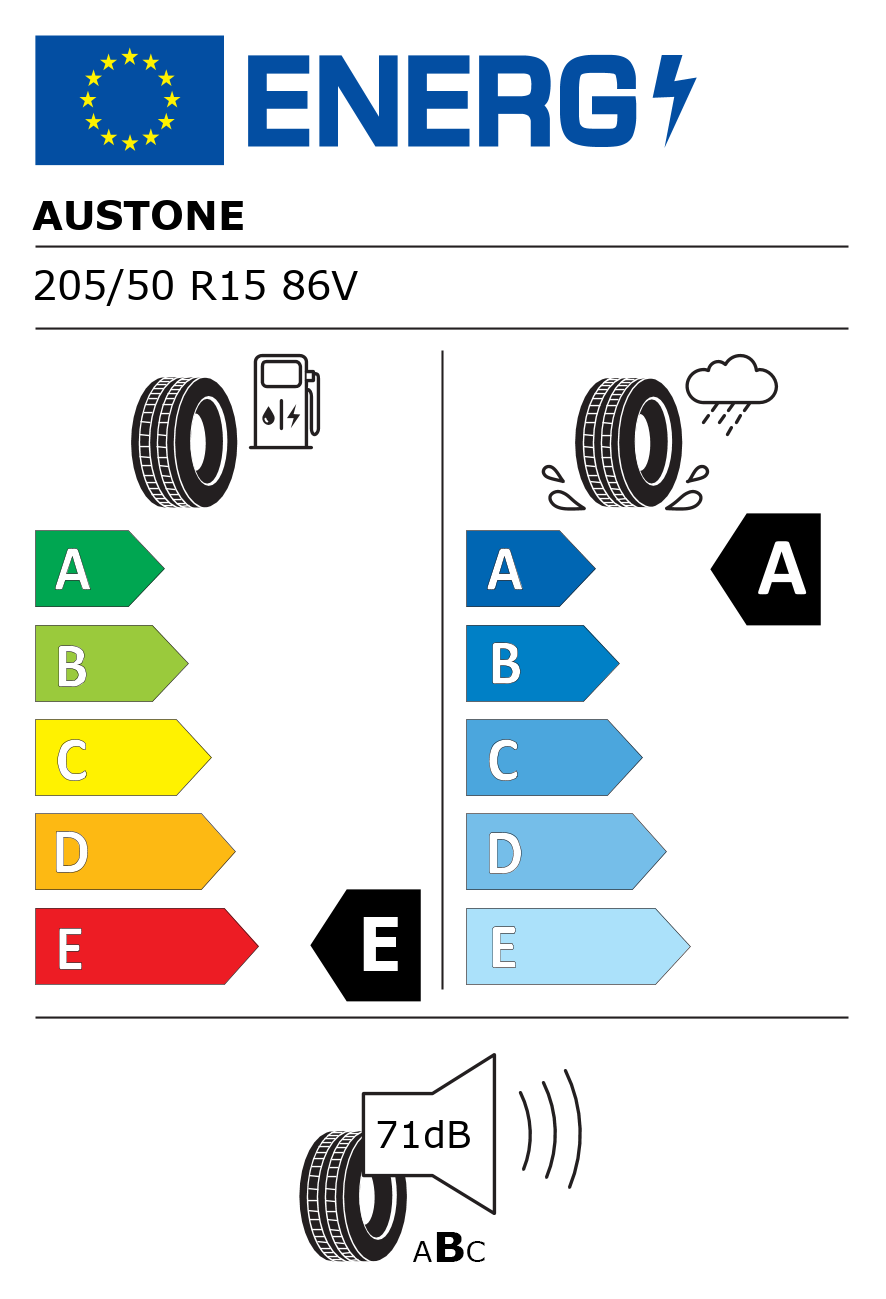 Etichetta energetica per AUSTONE 205 50 R15 86V sp7