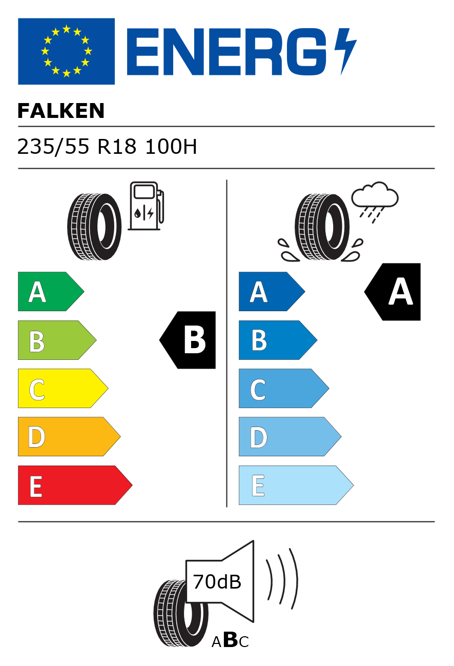 Etichetta energetica per FALKEN 235 55 R18 100H AZENIS FK510A SUV